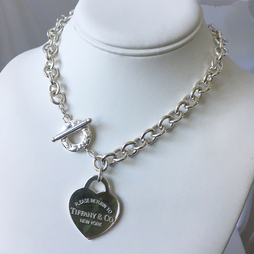 18" Vintage Return to Tiffany & Co Jumbo Extra Large Heart Tag Toggle Necklace - Picture 3 of 8